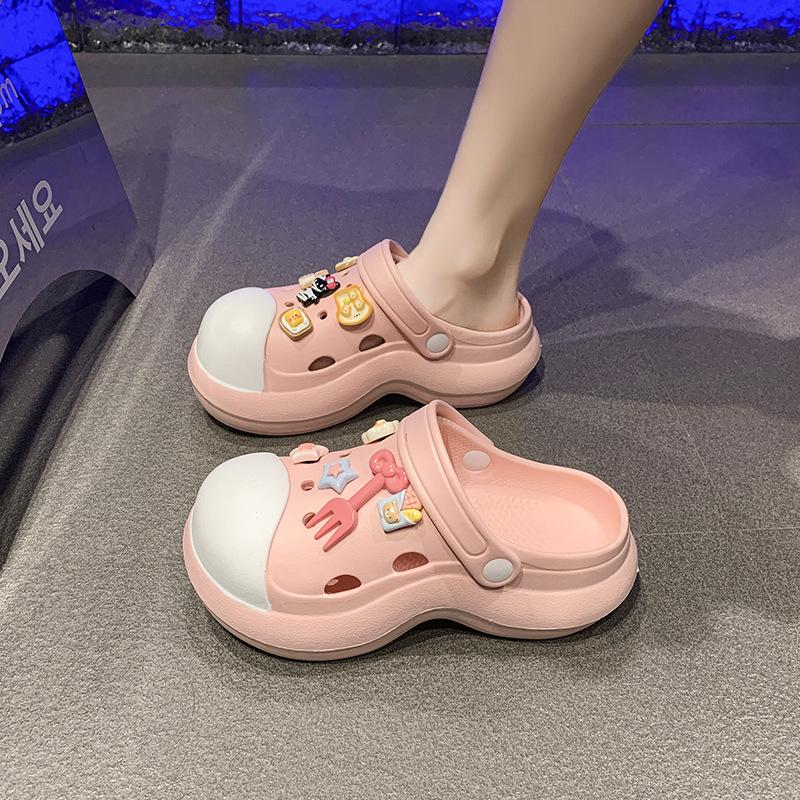 

Милые милые женщины, таскающие сумки на толстой подошве, удобные летом, крутые тапочки, дышащие и влажные пляжные туфли с отверстиями 40-41 розовый