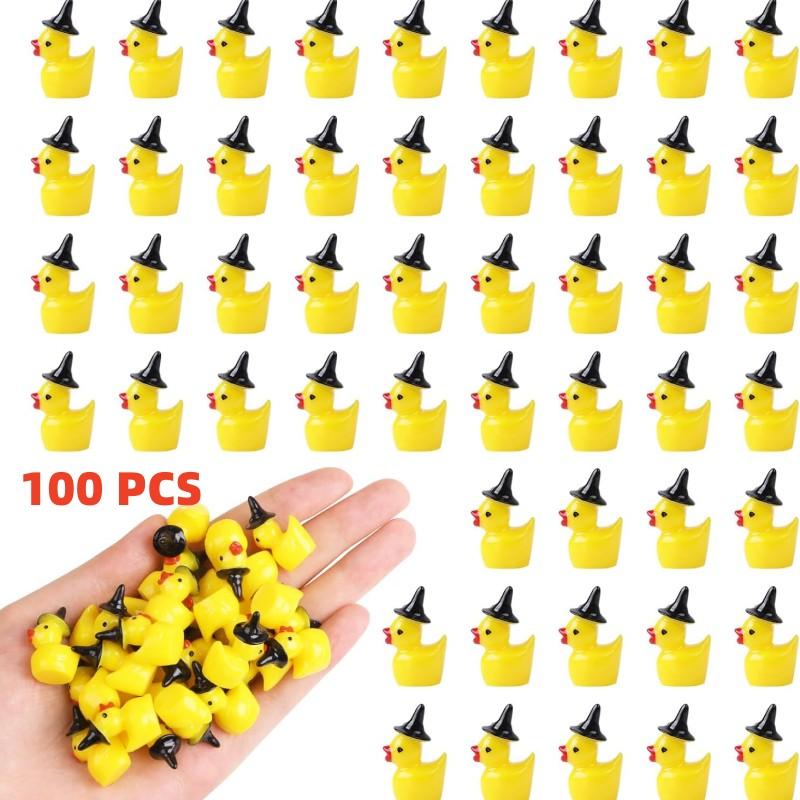 Mini Resin Duck Tiny Ducks Witch Hat Miniature for Craft Dollhouse Fairy Garden Home Decoration