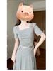 2026 Graues Petite Französisches High-End Langes Sommerkleid für Damen