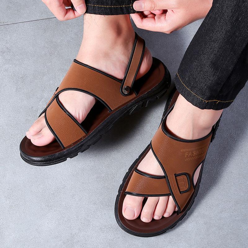 Herren Sommer Mode Rutschfeste Ledersandalen - Vielseitige Weiche Sohle Strand-Slipper