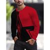 Men's 3D Stripe Printed Long-sleeved T-shirt, Comfortable, Breathable and Versatile Men's Top