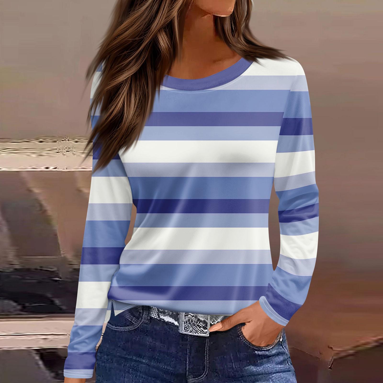 

Женская модная повседневная свободная футболка с разрезом и круглым вырезом с длинным рукавом с принтом, женский топ XXXL синий