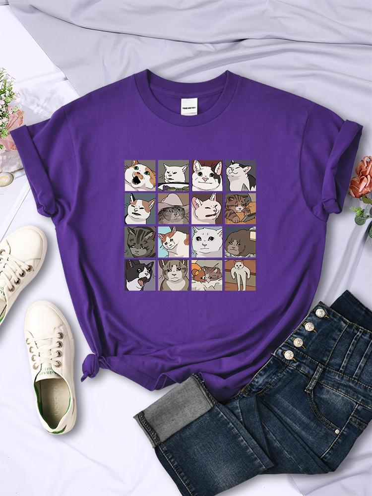 Animal Dog Cat Printing Women Tee Shirts Trendy Summer Clothing Harajuku Sport Style Tops Multicolor Casual Female T-Shirt