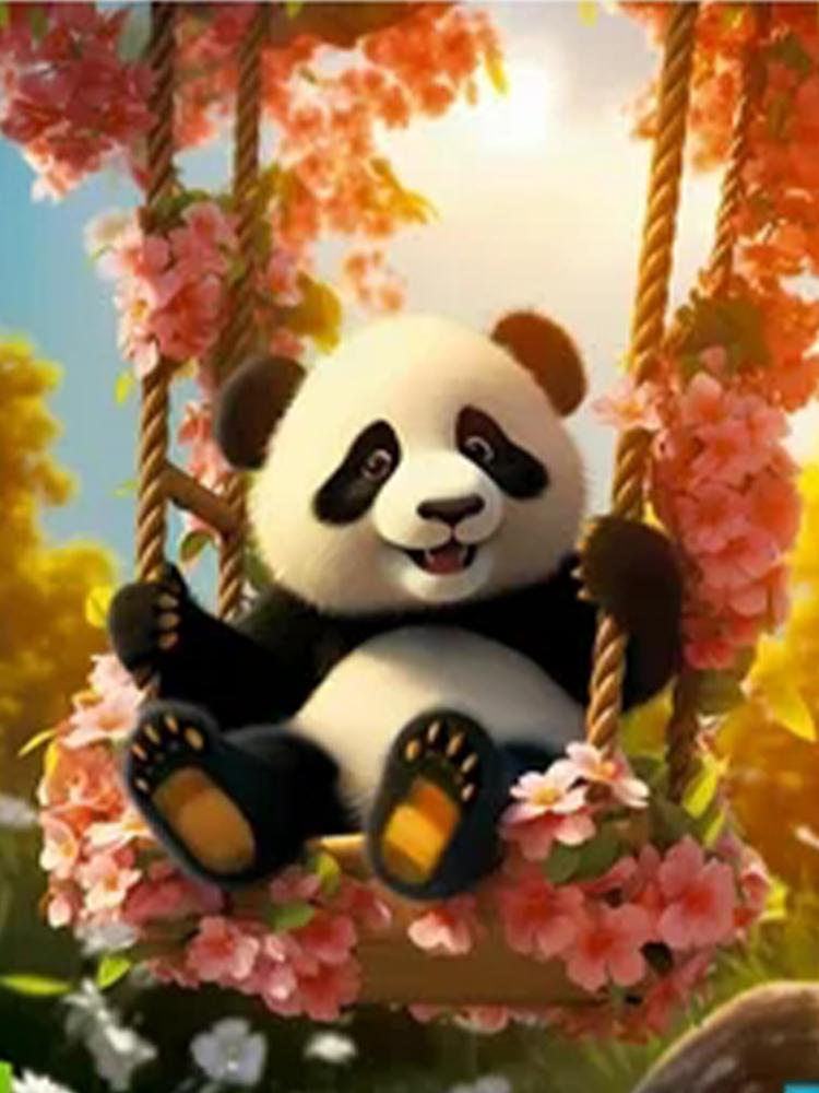 

5D DIY Алмазная картина Милая панда Бамбук Цветок Алмазная мозаика Животное Алмазный крест Вышивка Набор Домашнее украшение Full Round 20x30CM