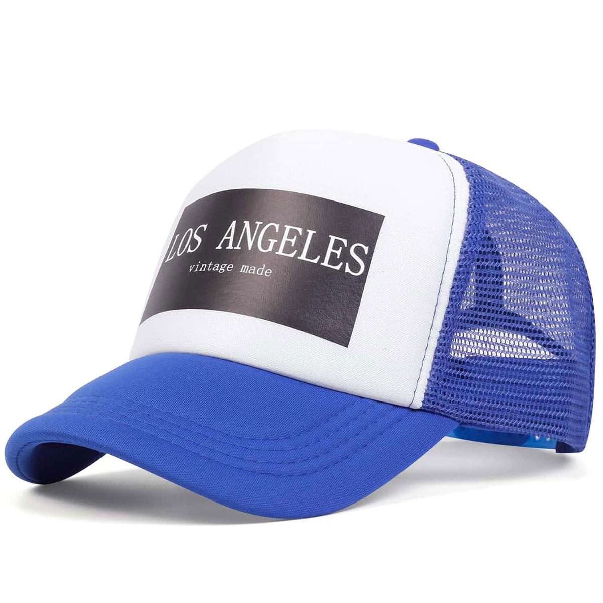 

Мужская бейсбольная кепка Los Angeles Print Net, дышащая спортивная кепка для активного отдыха, женские солнцезащитные кепки, кепки для дальнобойщиков, кепки в стиле хип-хоп синий/белый