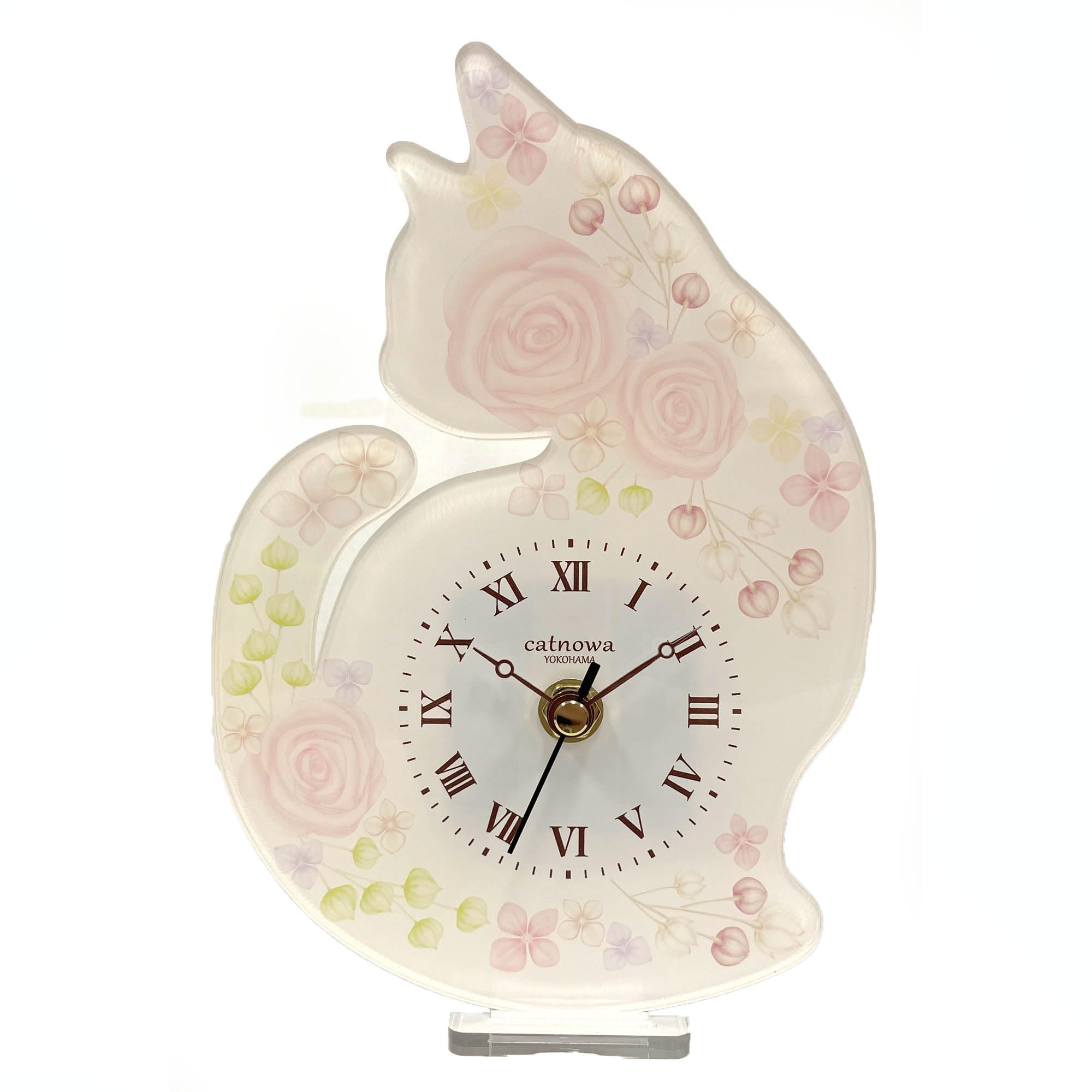 

Cat herbarium style clock (pink) рожевий