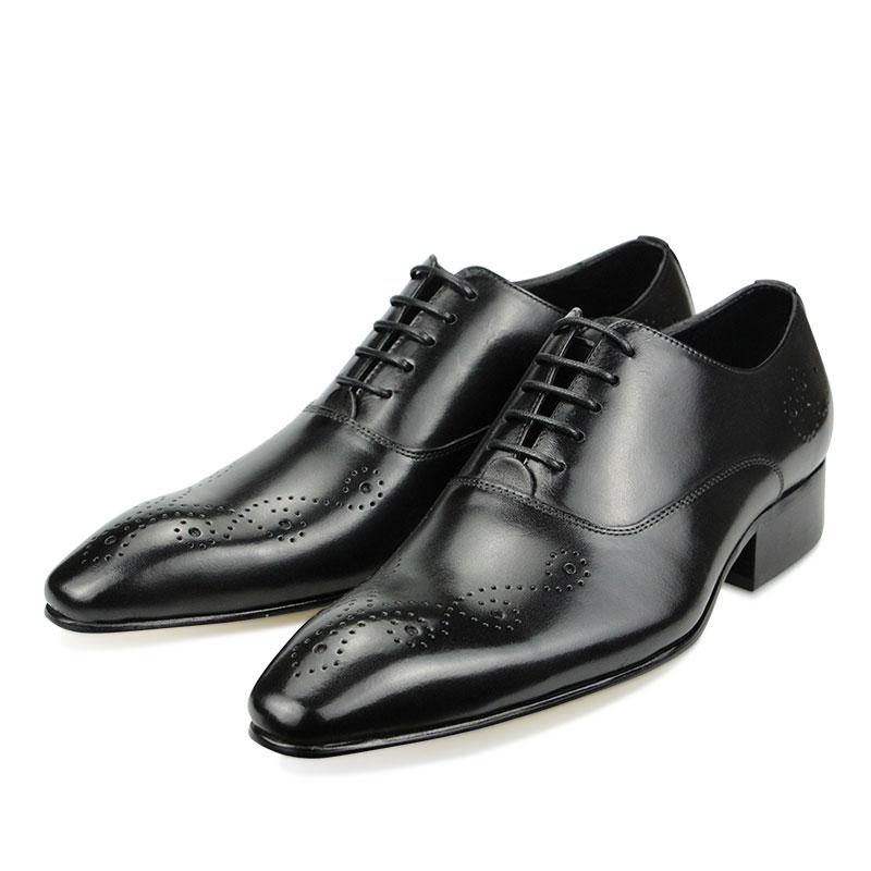 Fashion Black Dress Shoes Oxfords for Mens Luxury Business Party Banquet Daily Retro Genuine Leather Shoe Lace-up Handmade Wedding Shoes