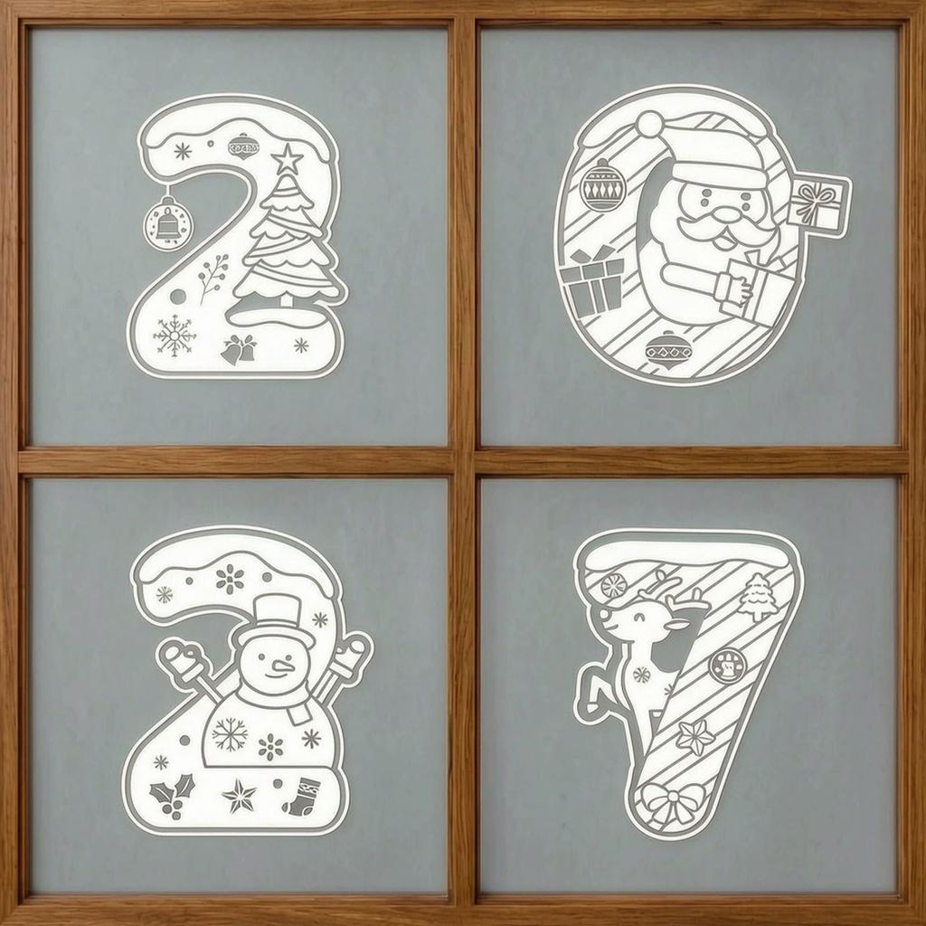 2027 Christmas Window Decals for Glass Doors Static Cling Stickers for Storefront Holiday Window Decor