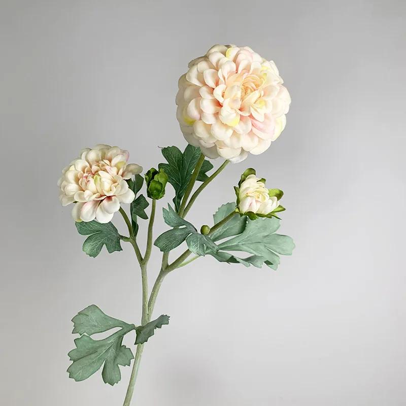 6Pcs Artificial Moisturizing 5-head Dahlia Real Touch Flowers Wedding Decor Flower Arrangement Fake Dahlia Party Home Decoration