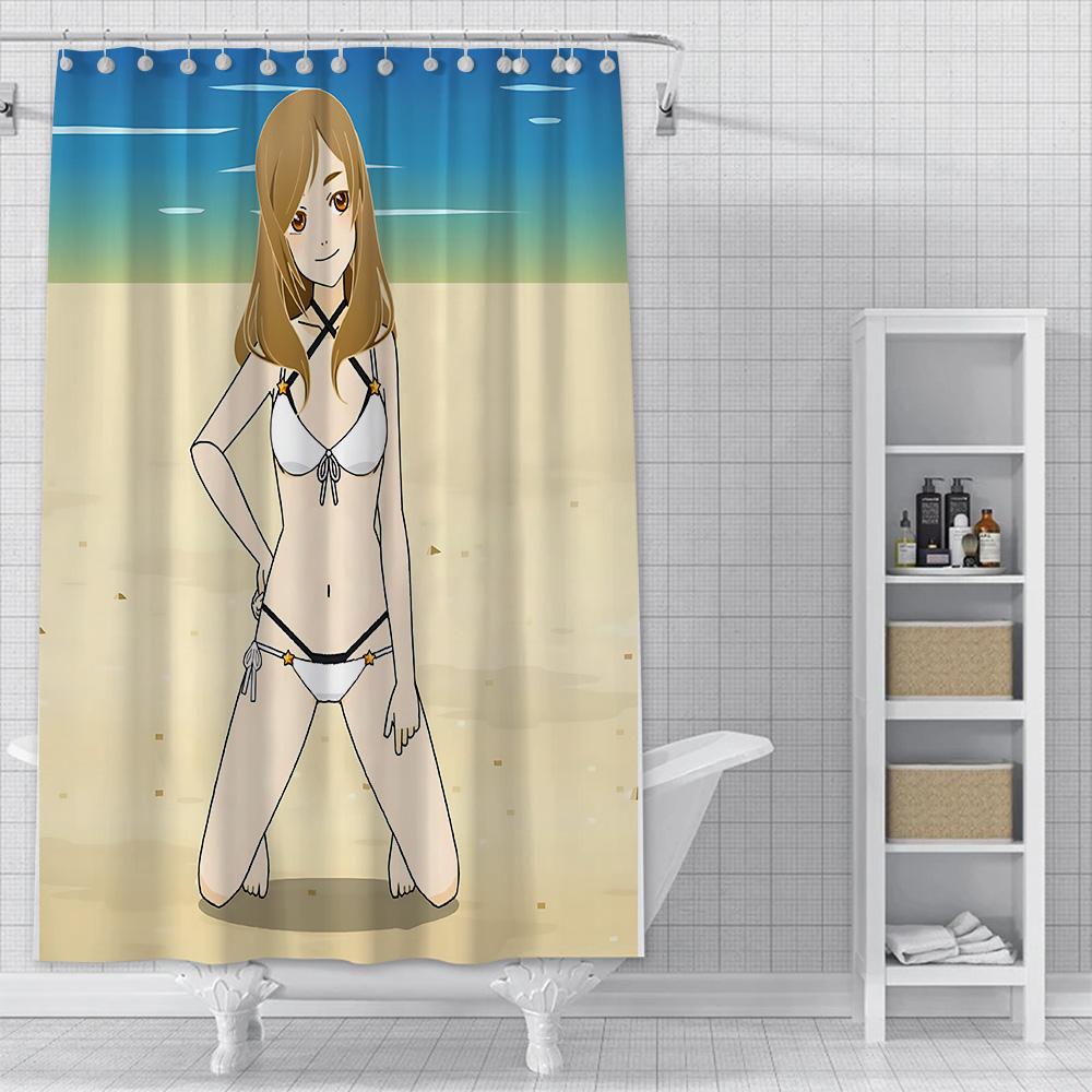Anime Steins Gate Shower Curtain Waterproof Polyester Fabric Paint Colorful Bath Curtains Home Bathroom Decor Curtain With Hook