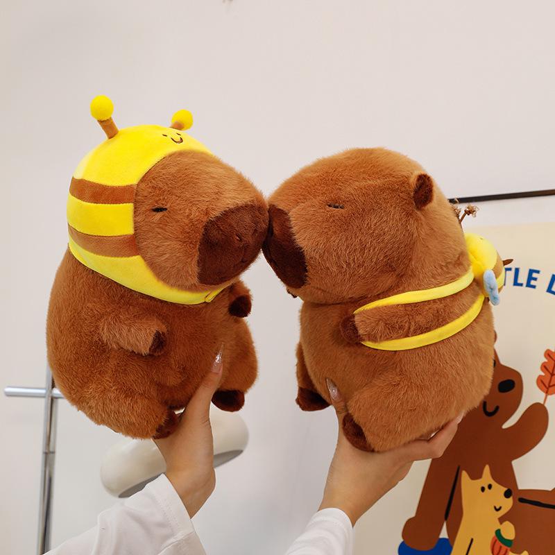 Capybara Plush Toy Pillow & Backpack - Bee Costume Gift