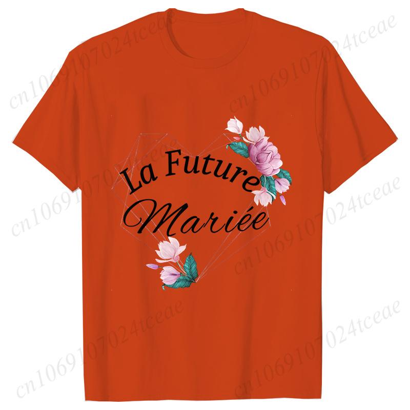French Team Bride Squad T-shirt Flower Graphic Bridal Shower Wedding Tops Women Bachelorette EVJF Party Blouses Bridesmaid Tees