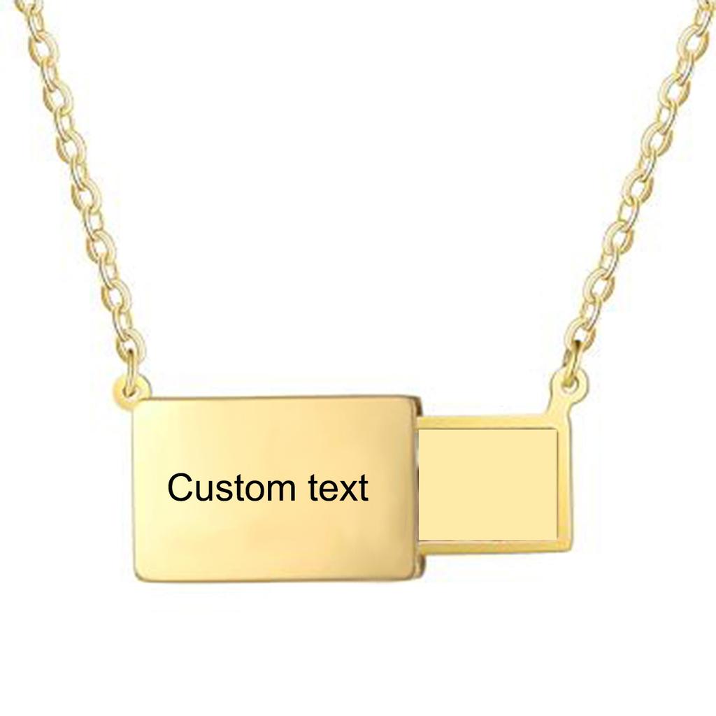 Custom Photo Box Pendant Necklace Stainless Steel Personalized Words and Picture Choker