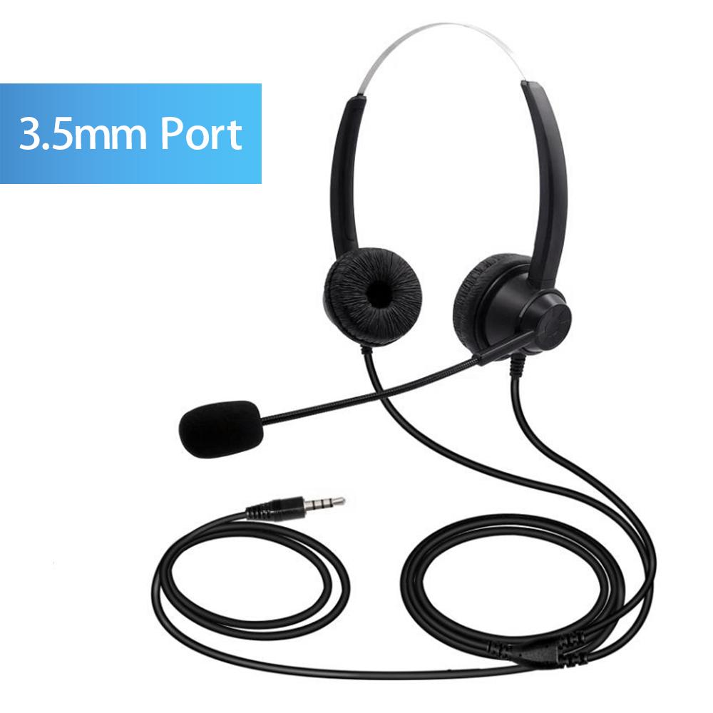 3.5mm Wired Computer Headset with Microphone Dual ear Headphones Universal Office Call Center Headphone Suitable for
