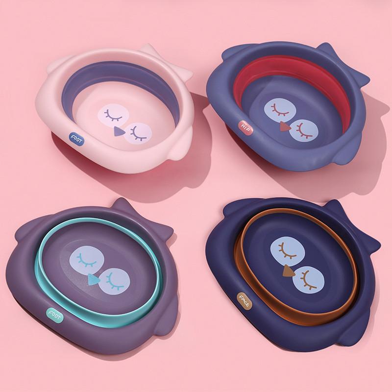 Składana miska do mycia Noworodkowa dziecięca miska do mycia odbytu Kreskówkowa urocza miska do mycia twarzy i stóp dla niemowląt Przenośna miska podróżna