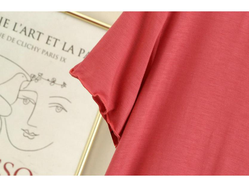 Women's Summer Modal Ruffle Trim T-shirt - Short Sleeve, Loose-Fit, Slimming Half Sleeve