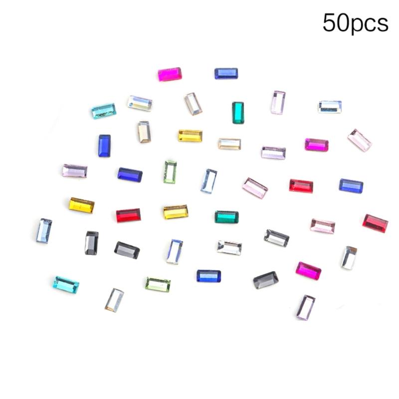50Pcs Colored Rhinestones Nail Art Charms Irregular Nail Rhinestones Decorations rectangle