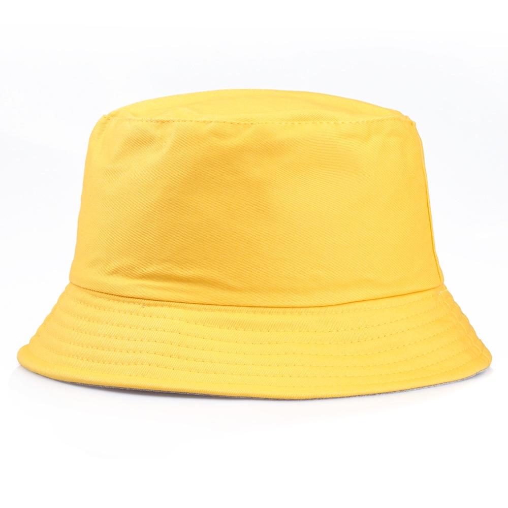 Hwcap Pure Cotton Solid Color Fisherman Hat With Embroidered Logo, Portable Bucket Hat For Sun Protection