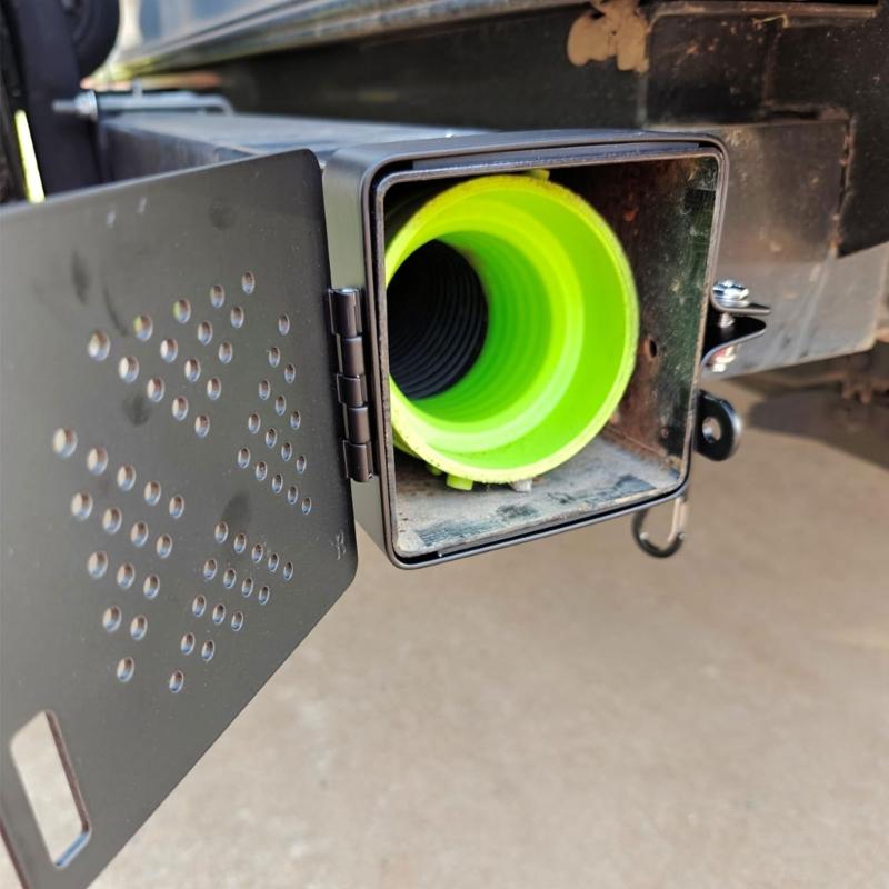 4Inch Square Bumper End Caps Metal Bumper Cover Sewer Port Cover With Vent Holes for Sewer Hose Easy Installation