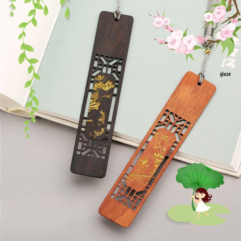 Rosewood Hollow Design Bookmark In Gift Box - Chinese Style Wooden Crafts Festival Gift
