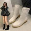 Große Stoffstiefel Damen Herbst und Winter neue Windsocken Stiefel lässige Mode Einzelstiefel Damen