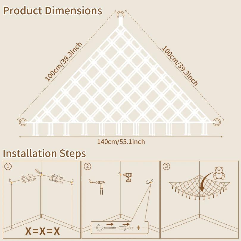 Stuffed Animals Storage Hammock Large Capacity Net Macrame Boho Home Kids Bedroom Decoration Corner Hanging Toy Organizer Nets
