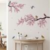 Rosa Pfirsichblüte Blumen Zweig Vögel Floral Wandaufkleber für Schlafzimmer Wohnzimmer Möbel Hintergrund Wandtattoos Wandbilder PVC