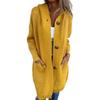 Women Knitted Cardigan Sweater Coat Long Sleeve Hooded Solid Color Mid Length with Pockets