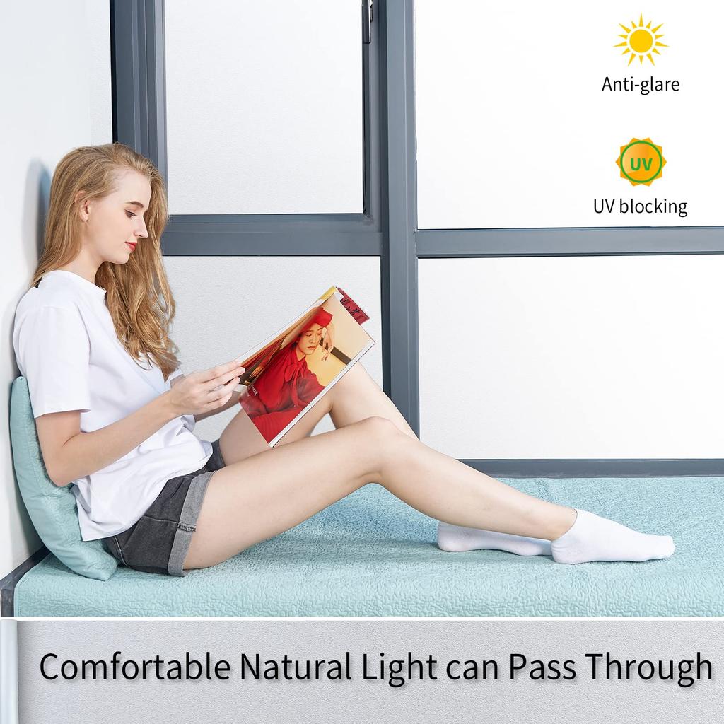 Frosted Glass Window Film with Tools Reusable Window Privacy Film Static Clings UV Protection Sun Blocking Window Tint Kit for Home Bathroom