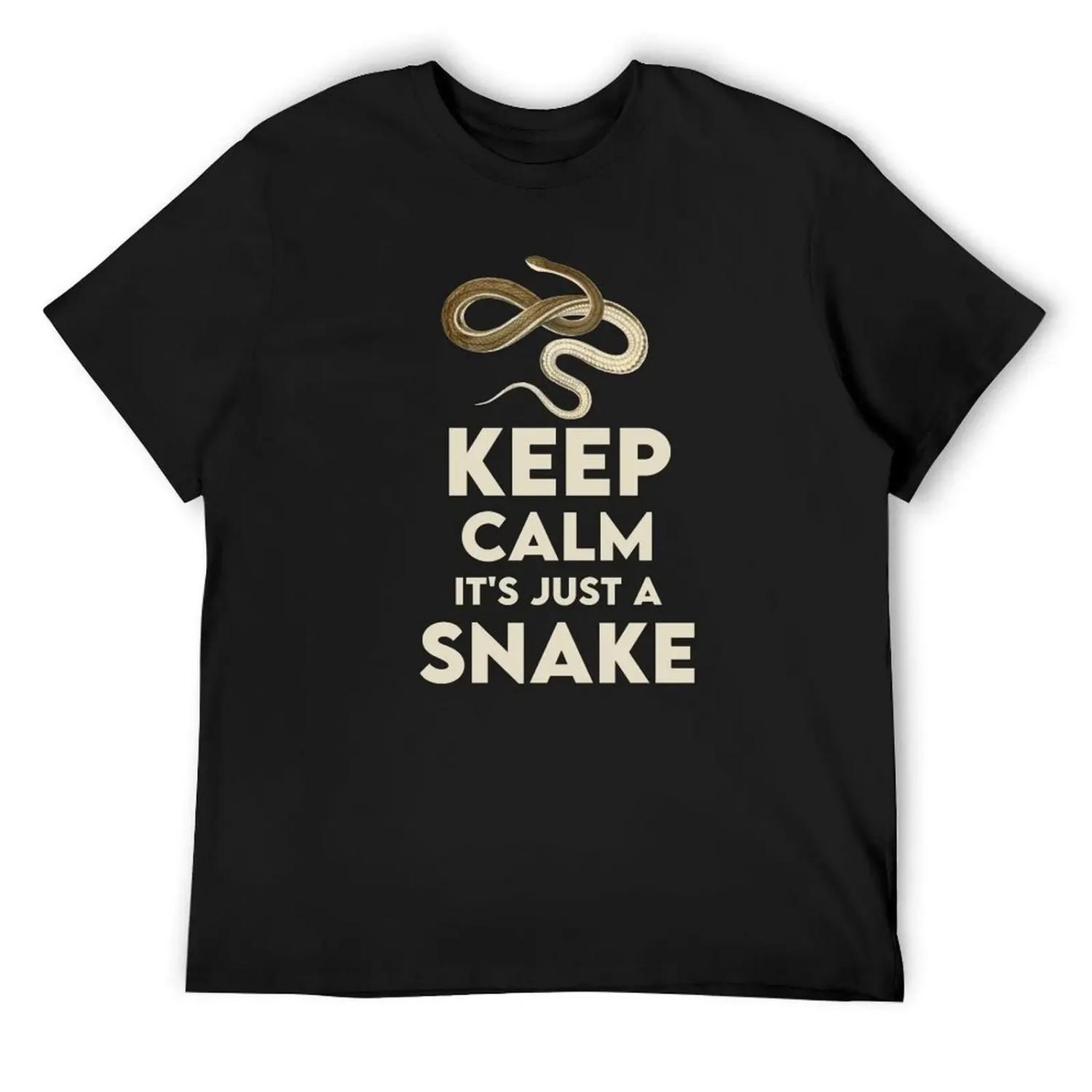 

keep calm its just a snake T-Shirt oversized graphic tee valentines clothes Funny t-shirt black t shirts for men S чёрный