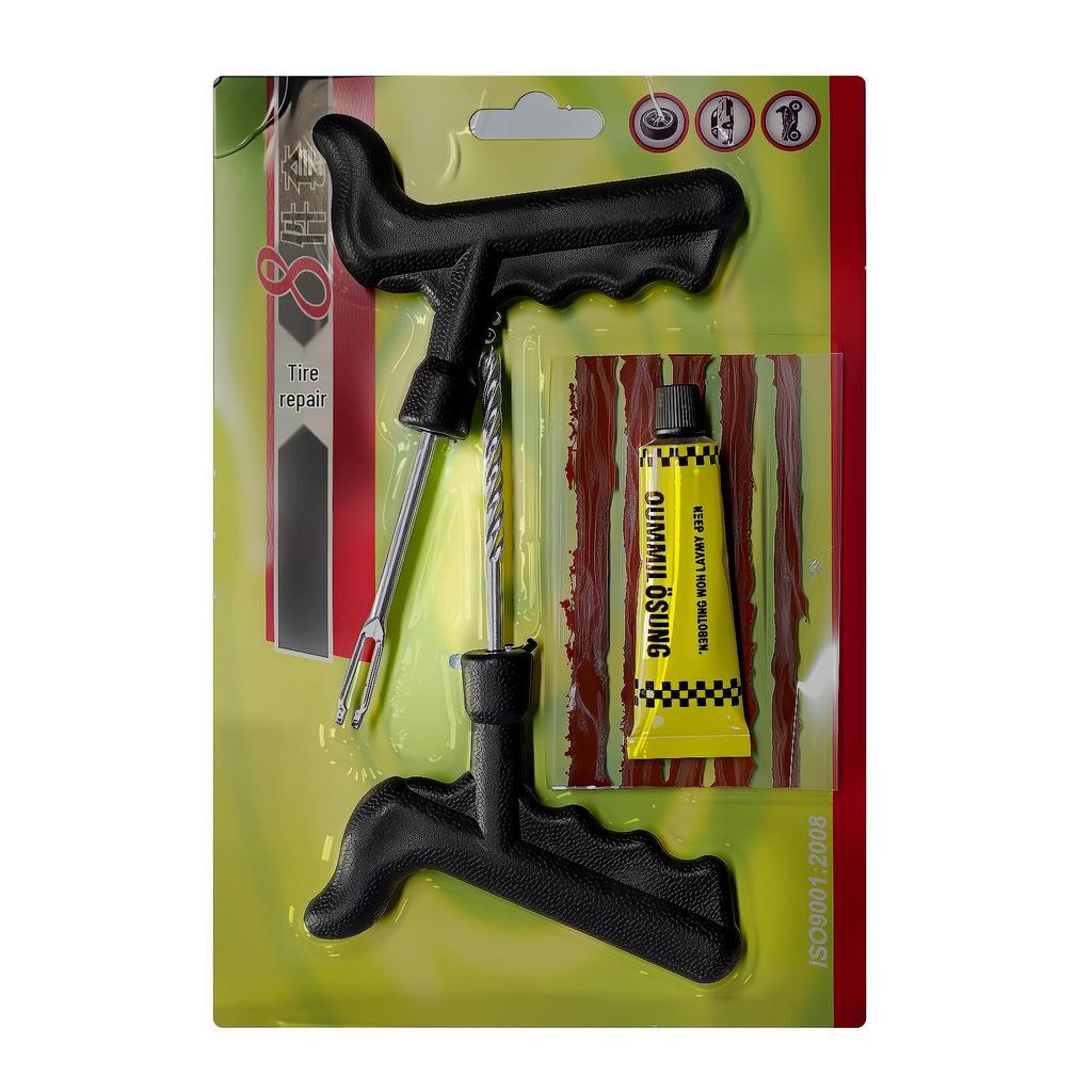 6-teiliges Auto- & Motorrad-Reifenreparaturset - Vakuum-Pannenstreifen für den Notfall