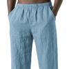 Men Linen Casual Pants Breathable Loose Fit Summer Trousers Solid Color Holiday Pants for Travel Beach Vacation