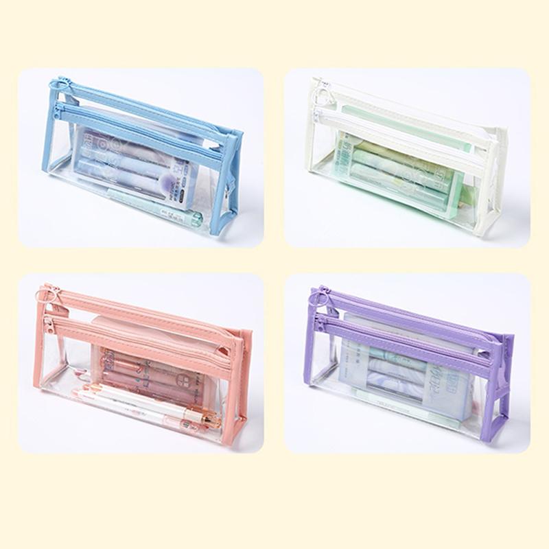 Transparent Pencil Case Large Capacity Simple Pen Bag Waterproof Cosmetic Bag School Study Stationery Office Supplies Makeup Bag