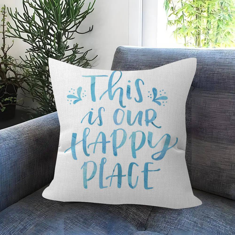 This Is My Happy Place Heart Quote Ins Pillowcase Toon Gift Cushion Cover Bedroom Home Sofa Chair Seat Decor Pillow Case
