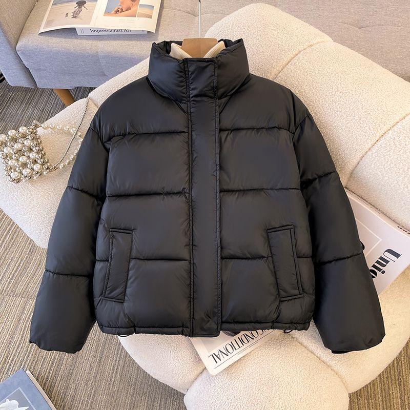 

Осень-зима Новая мода V-образный вырез длинный рукав однотонные парки женская одежда корейские пуговицы теплые универсальные простые трендовые топы XL чёрный