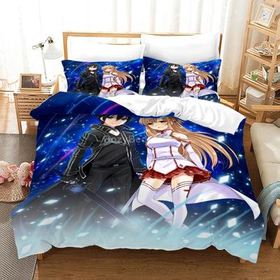 Anime Sword Art Online Ložní prádlo Kirito 3D povlečení na peřinu Twin Queen King Single Size Módní luxusní ložnicová dekorace dárek pro děti