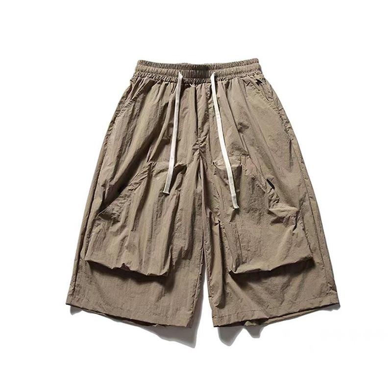American Large Pocket Tooling Shorts Men s Summer Thin Retro Loose Quick-drying Sports Cropped Pants Stylish Baggy Wide-leg Pants M хаки