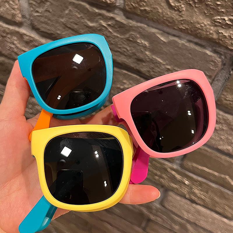 Kids Outdoor Foldable Sunglasses Baby Boys Girls Travel Goggle Shades Eyewear Vintage Square Frame Uv Sun Glasses For Childre