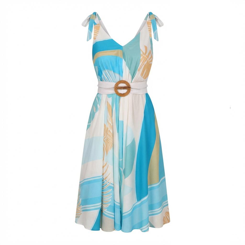 Women Dress With Belt Large Swing Slim Fit Long Skirt For Casual And Formal Occasions