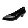 4/5/6cm Thick-heeled Pointed-toe Professional Women's Shoes, Work Shoes, Women's Single Shoes, Black Low-heeled Leather Shoes, Women