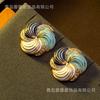 Middle Aged Blue Enamel Conch Earrings 925 Silver Needle New Chinese Niche Retro Western Fashion Personality