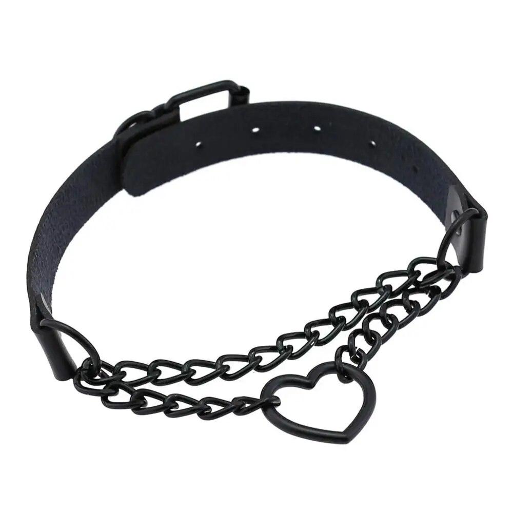 Vintage Herz Halskette Halsband mit Kette Goth Kragen für Mädchen Grunge Punk süße Kawaii Egirl Chocker Harajuku Zubehör