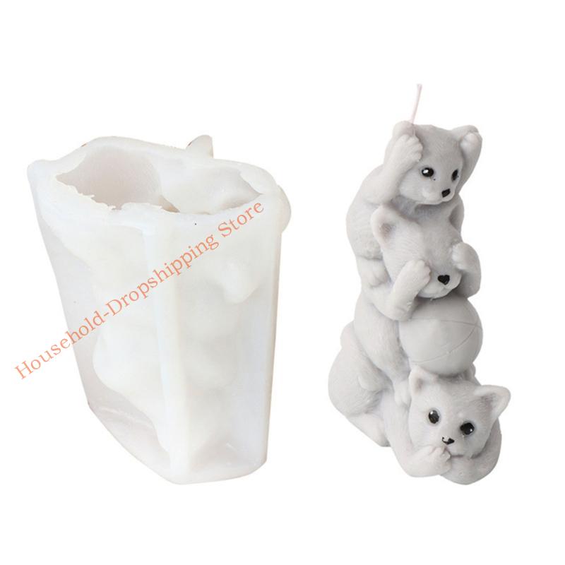 85AD 3D Stacked Animal Mold Adorable 3D Deer Elephant Kitten Bird Silicone Mould for Homemade Cake Chocolate Crafts