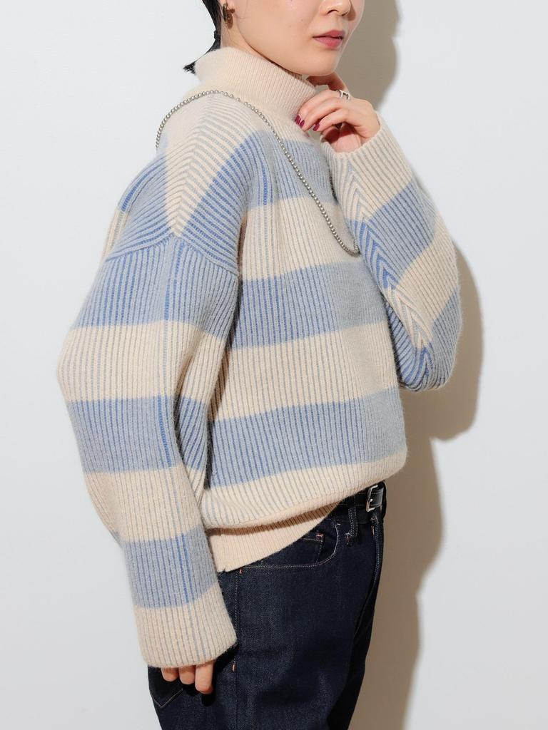 Strick-Farbschema Border Knit IVORY Einheitsgröße [Beams Heart] L/S Damen