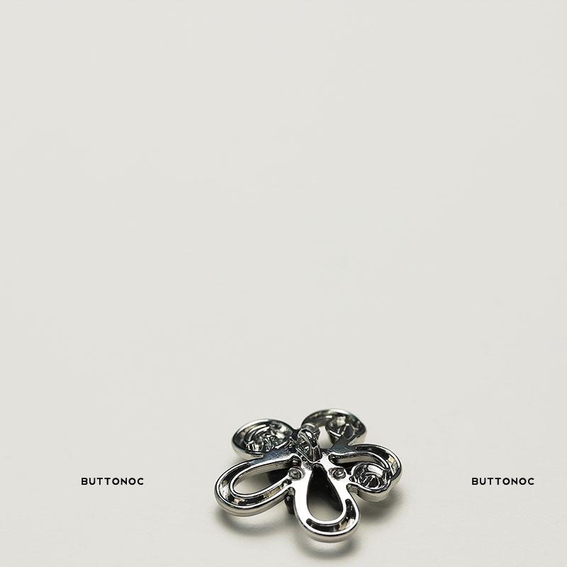 Xiaoxiang Elegant Wind Metal Button With Diamond Large Flower Silver Black Button Jacket Double-Sided Nylon Coat Button