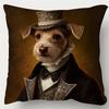1pc, Victorian Style Dog Portrait Pillowcase, Traditional Short Plush Decorative Pillow Cover, Size 45 X 45 Cm, Machine Washable, Zipper Closure, Poly