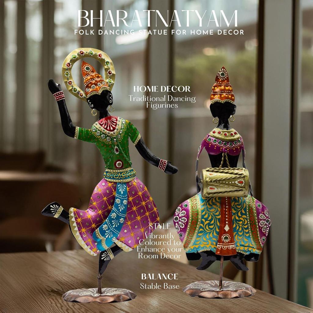 Neue Exquisite Antike Tänzerfiguren – Traditionelle Indische Volkstanz-Prunkstücke für Elegante Heimdekoration und Kulturelle Geschenke (Bharatnatyam)