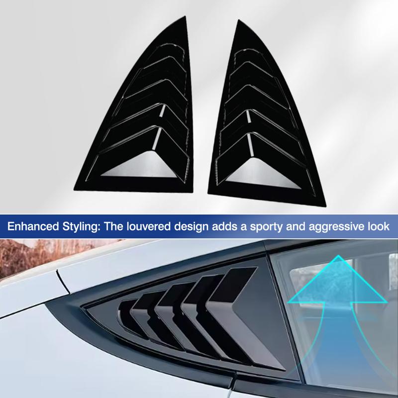 2pcs Rear Car Window Shutter Cover for Tesla Model 3 2024-2025 Louver Side Vent Trim Triangle Accessorie