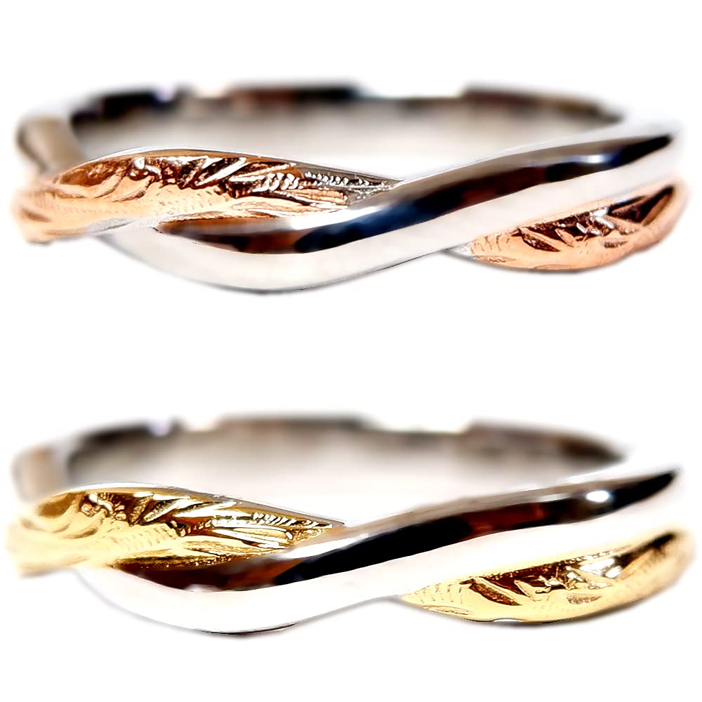

Hawaiian Jewelry Ring Scroll Plumeria Present Surgical Stainless Steel Pink Gold 5 [Jurais] Women s Men s No.