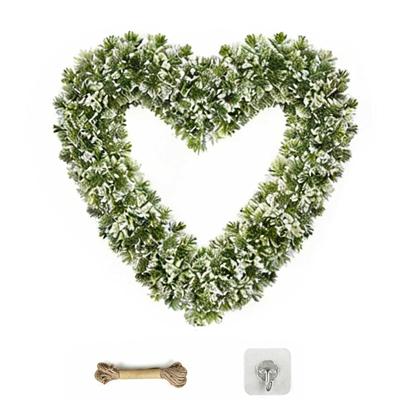 Heart Love Garland Wall Hanging Sign Plastic Simulation Artificial Green Leaves Wreath for Front Door Valentines Decorations